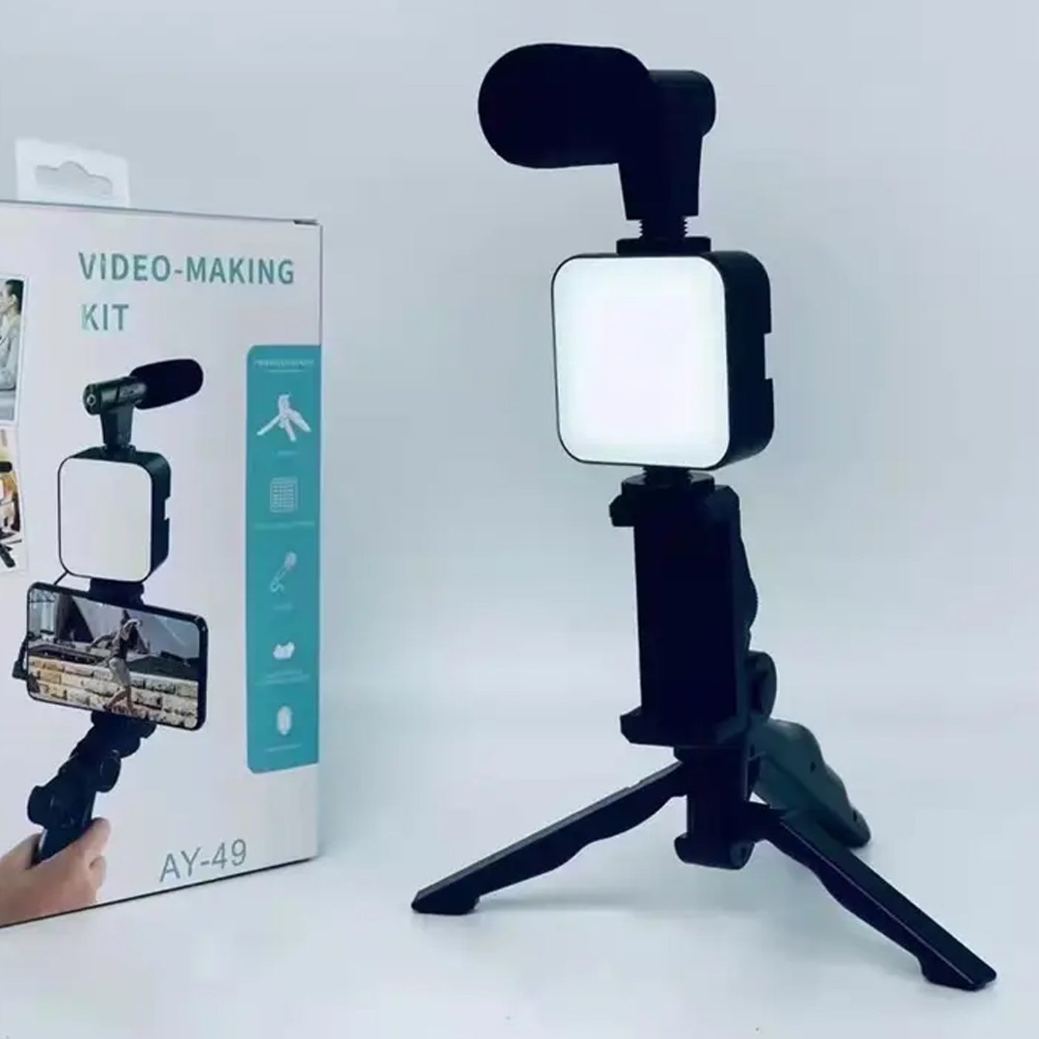6054 Vlogging Kit for Video Making with Mic Mini Tripod Stand, LED Light & Phone Holder Clip for Making Videos DeoDap 6054 Vlogging Kit for Video Making with Mic Mini Tripod Stand, LED Light & Phone Holder Clip for Making Videos DeoDap